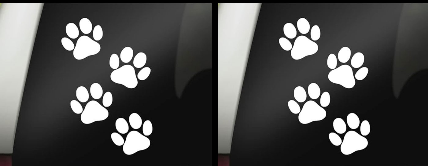 Paw Prints Two Pack of 4″ x 6″ White or Black Vinyl Decals Car Truck Window Door