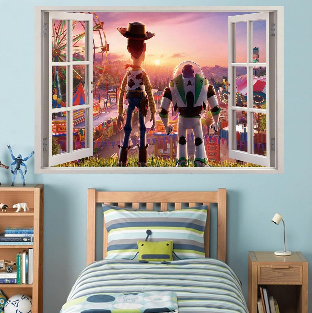 Toy Story 4 Woody Buzz 3D Window Decal Wall Sticker Art Mural Home Decor W087