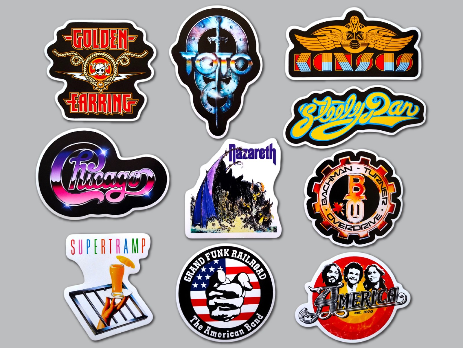 Classic Rock Vinyl Sticker Lot (10 Stickers) SET 9 toto chicago kansas nazareth