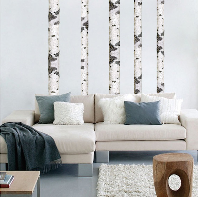 Birch Tree Wall Decal Aspen Trunk Wallpaper Vinyl Art Removable Plants, b95