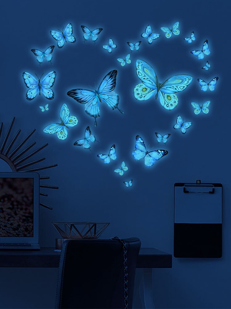 12pc Luminous Butterfly Design Decal Art Wall Stickers Room Magnetic Home Decor✔
