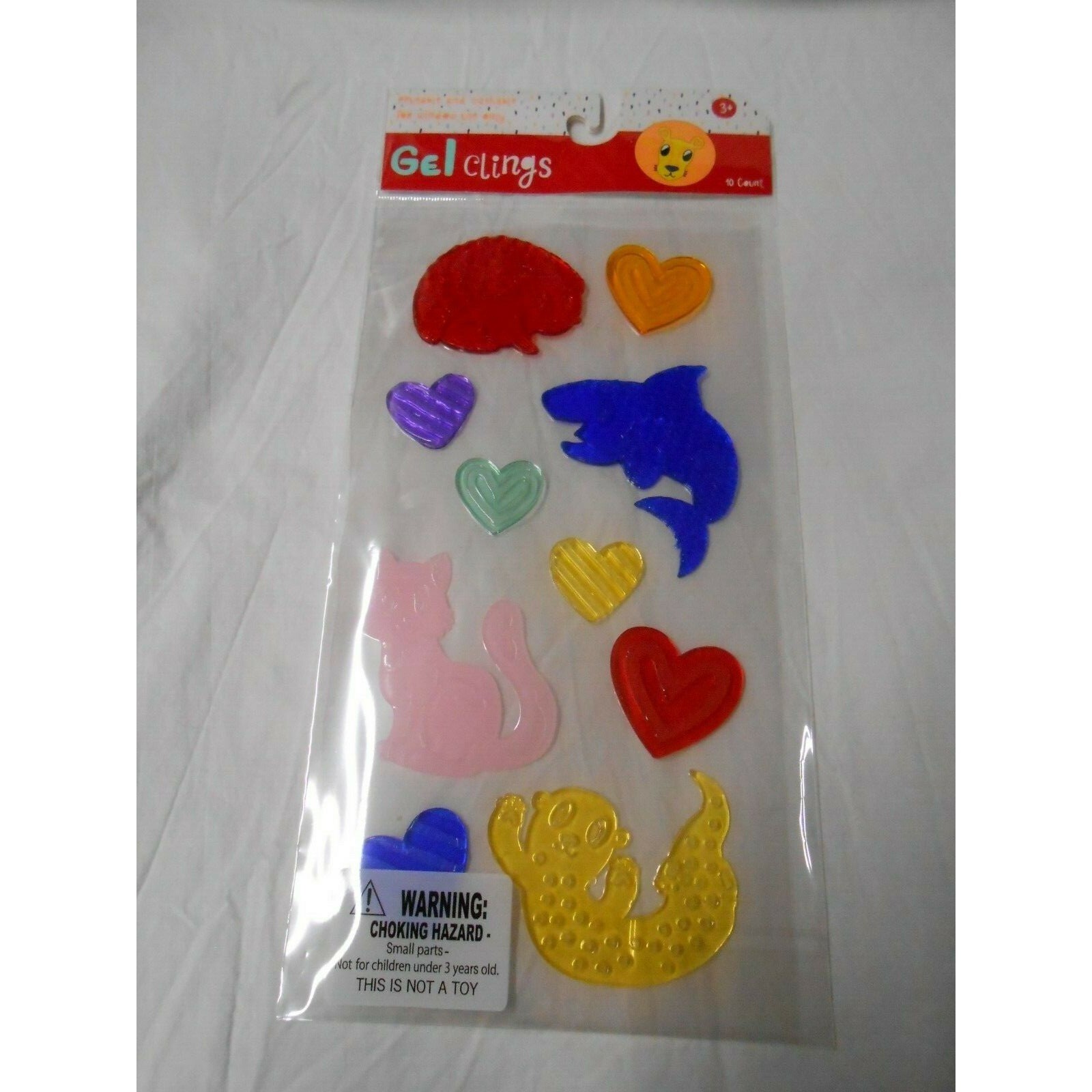 NEW Shark Otter Animals Window Gel Clings Decorations 10 pcs Hearts Valentines!