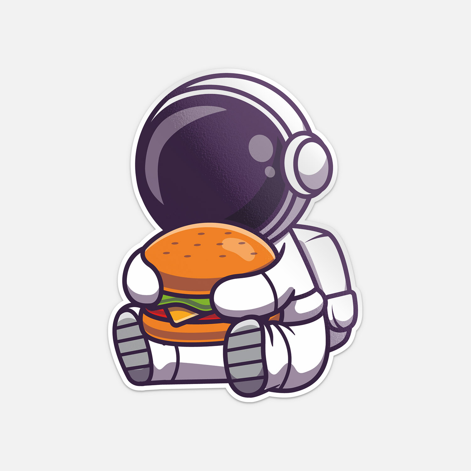 Funny Astronaut With Burger Cartoon Car Bumper Vinyl Sticker Decal