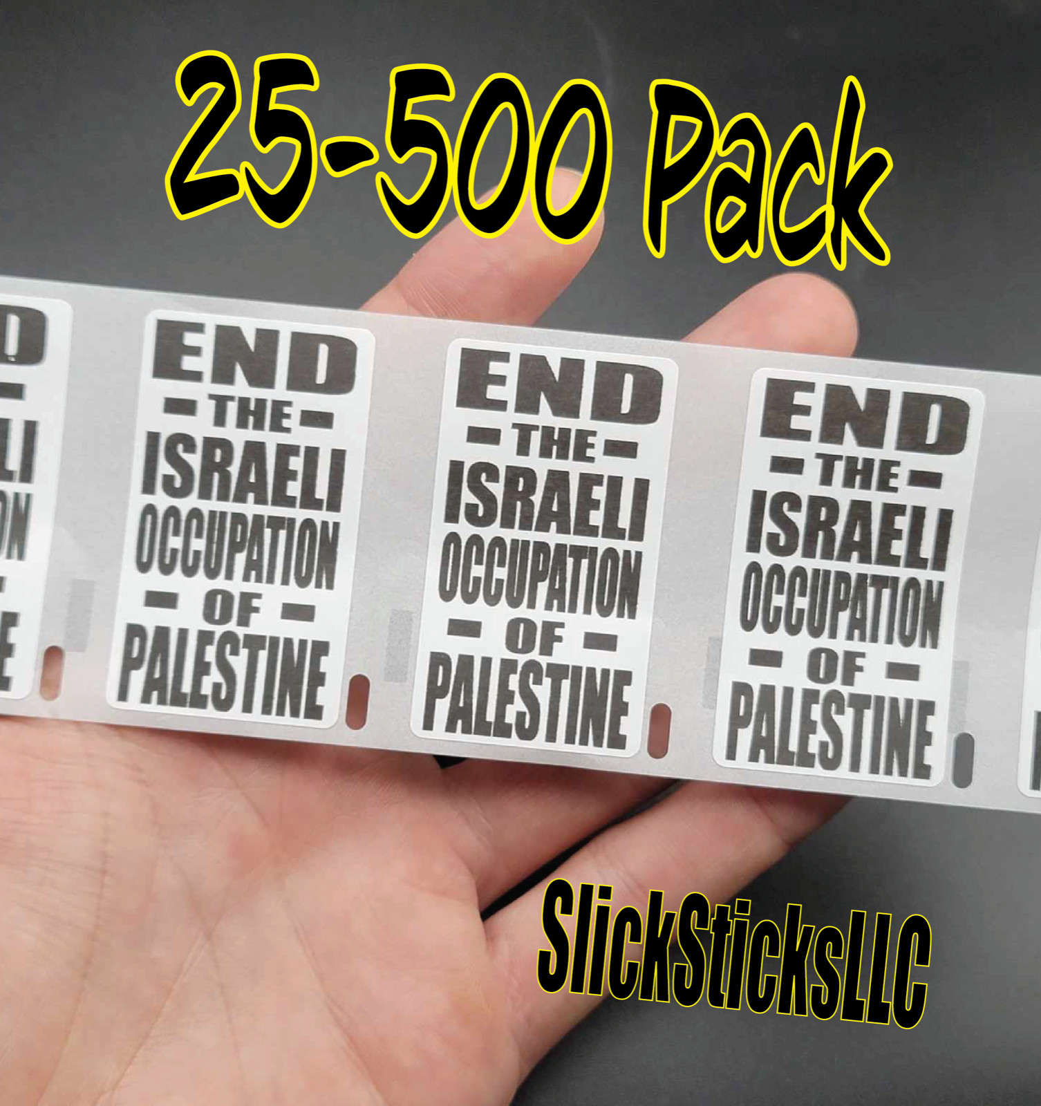 «END THE ISRAELI OCCUPATION OF PALESTINE» 25-500 Pack stickers Gaza bulk lot