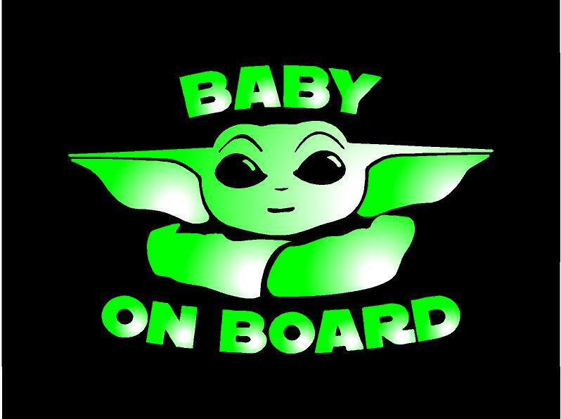 Baby Yoda 5.5″ x 3.75″ Baby On Board Decal Sticker Star Wars Car Van Laptop