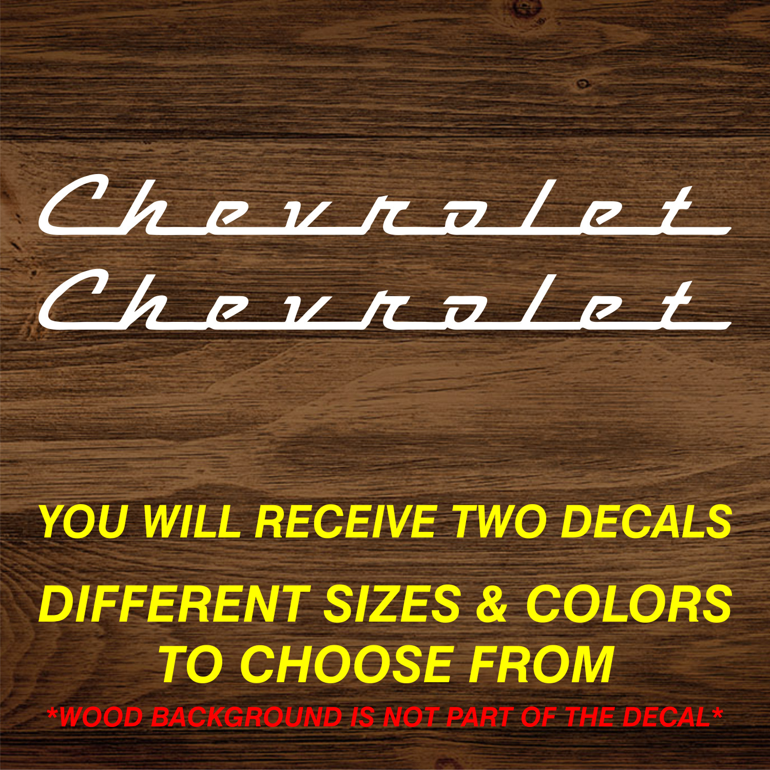 x2 Chevrolet Script Emblem Vinyl Decal Sticker Many Sizes Colors Free Shipping