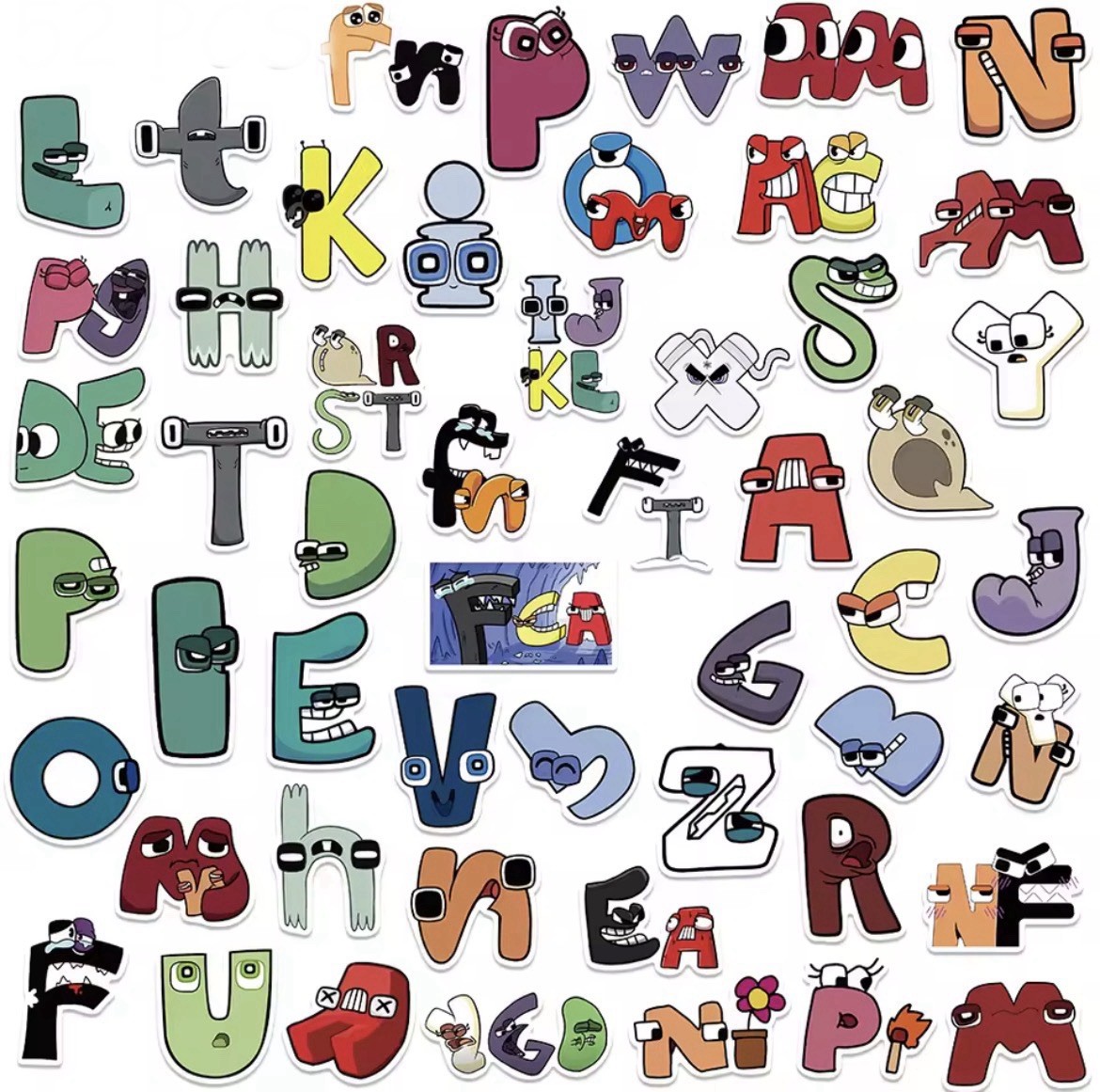 Letter Style Stickers 50pk Alphabet Funny Face Mix Matte Stickers FREE SHIPPING