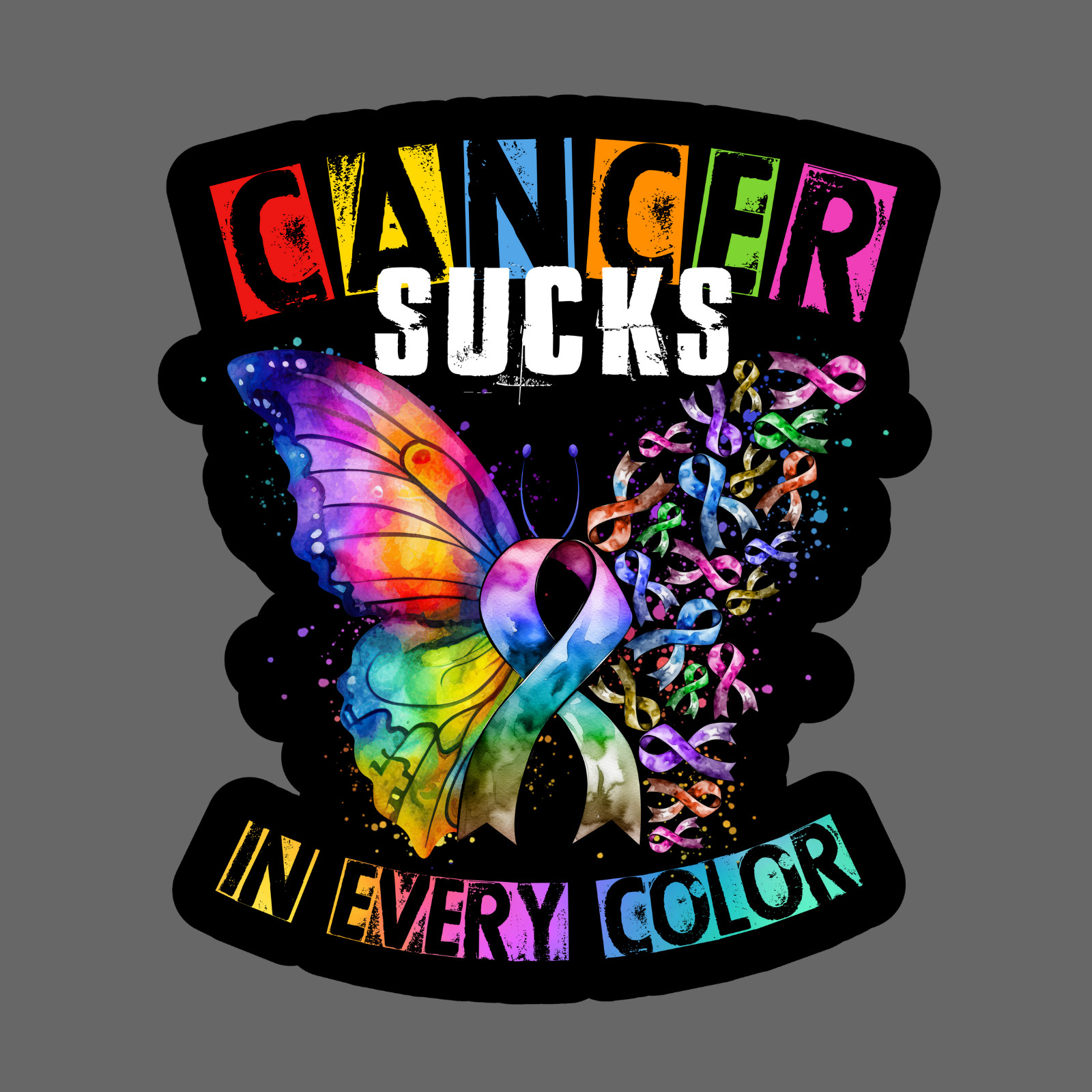 Cancer sticker vinyl decal awareness support cancer sucks in every color
