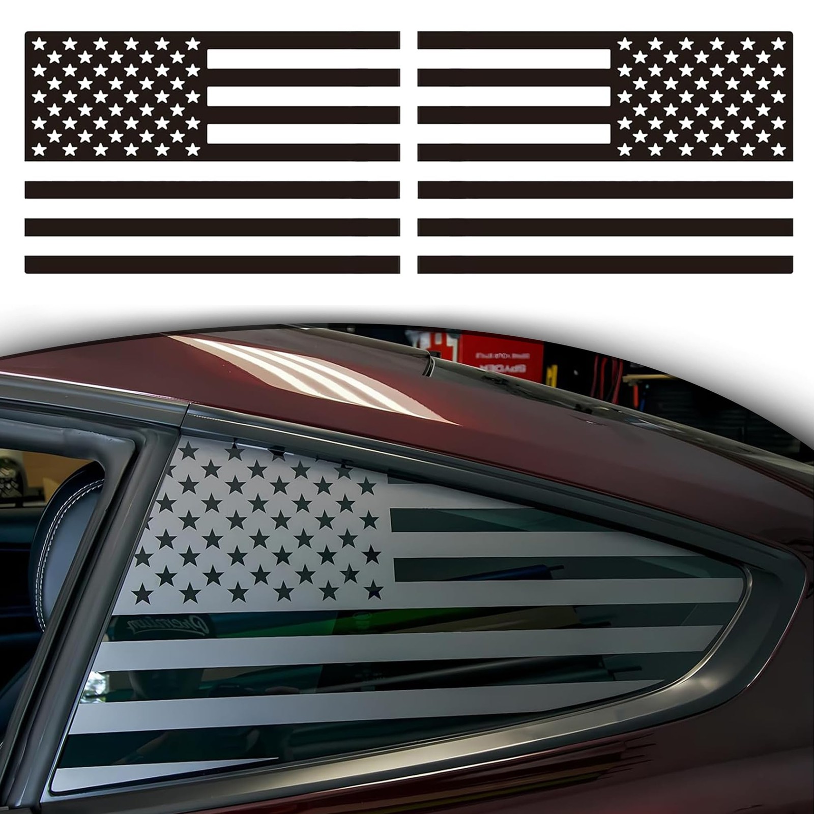 Rear Quarter Window American Flag Decal Car SUV Trucks, Universal Matte Back USA