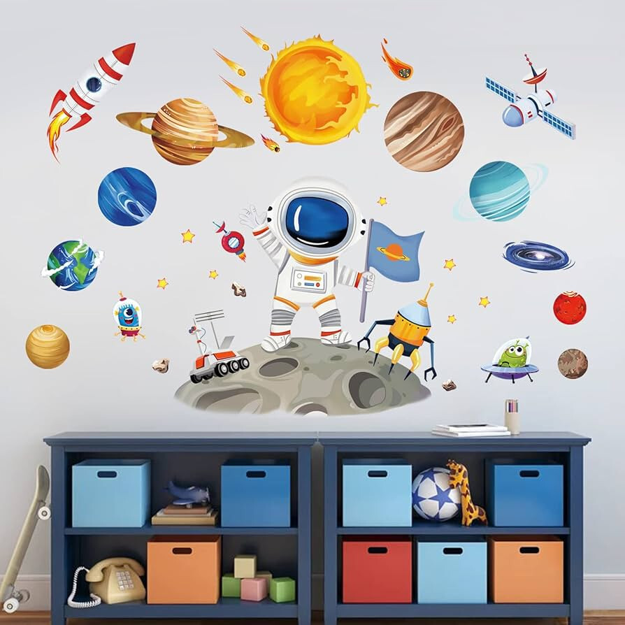 2 Lot Wondever Outer Space Wall Stickers Peel and Stick