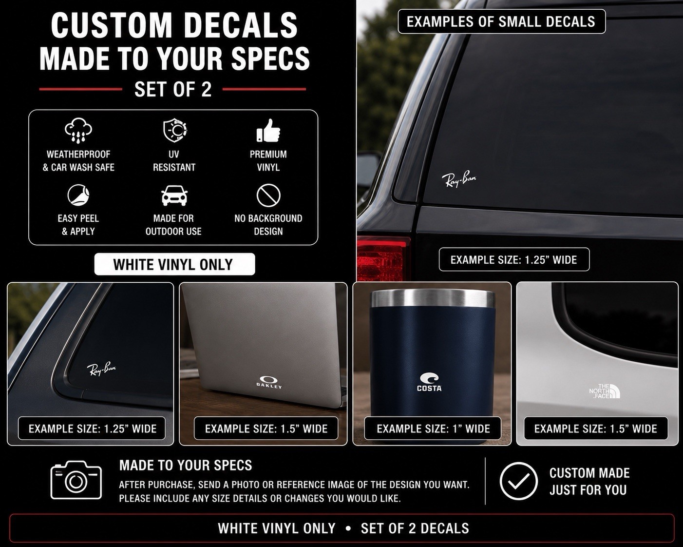 Custom Sunglasses Decal Sticker Set of 2 Car Window Laptop SEP OEM Style