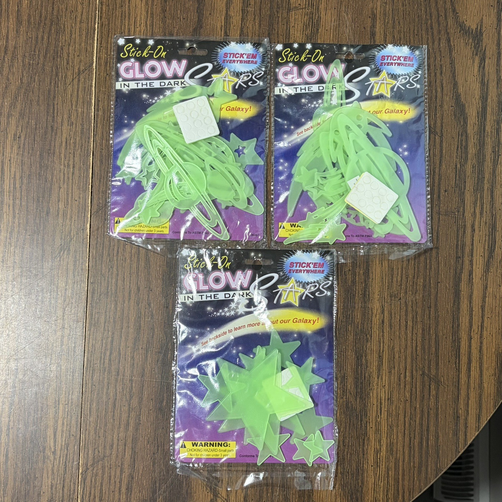 Stick-On Glow in the Dark 12pc Stars Planets Space Shapes 3 Packs