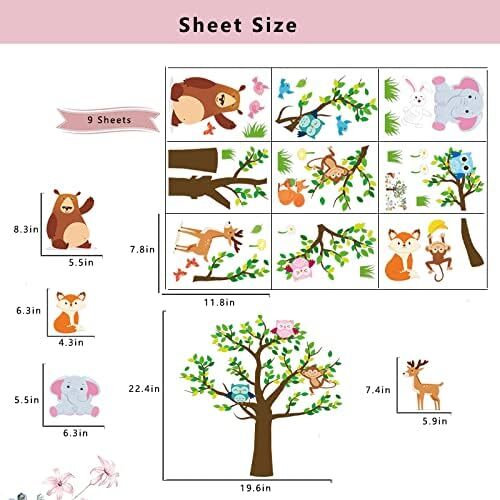 Supzone Jungle Animal Wall Stickers Forest Tree Animals-1