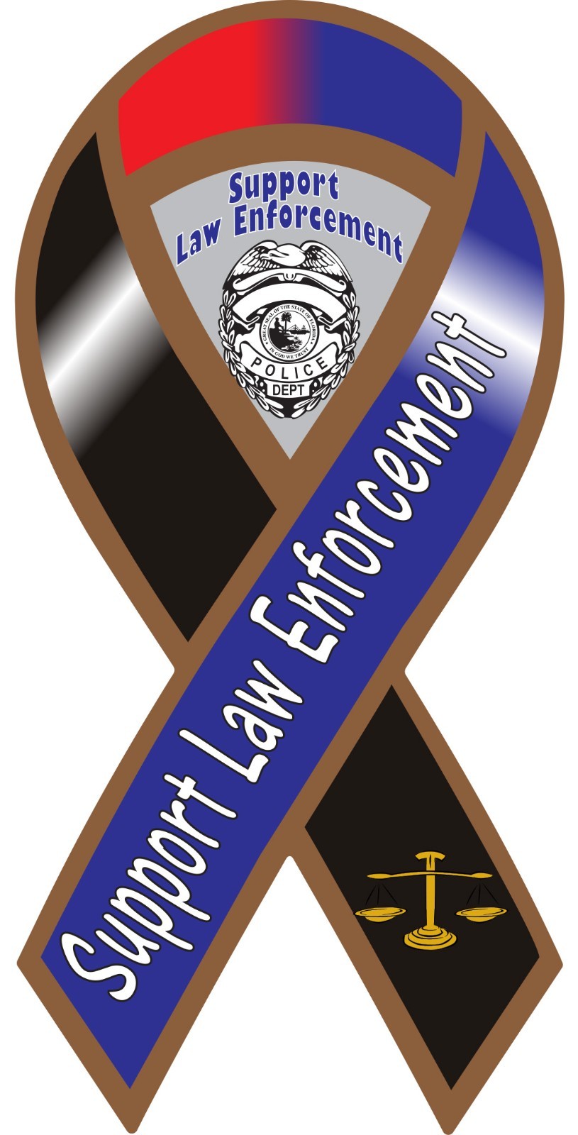 Support Law Enforcement Ribbon Vinyl Decal Sticker Choose Size thin blue line