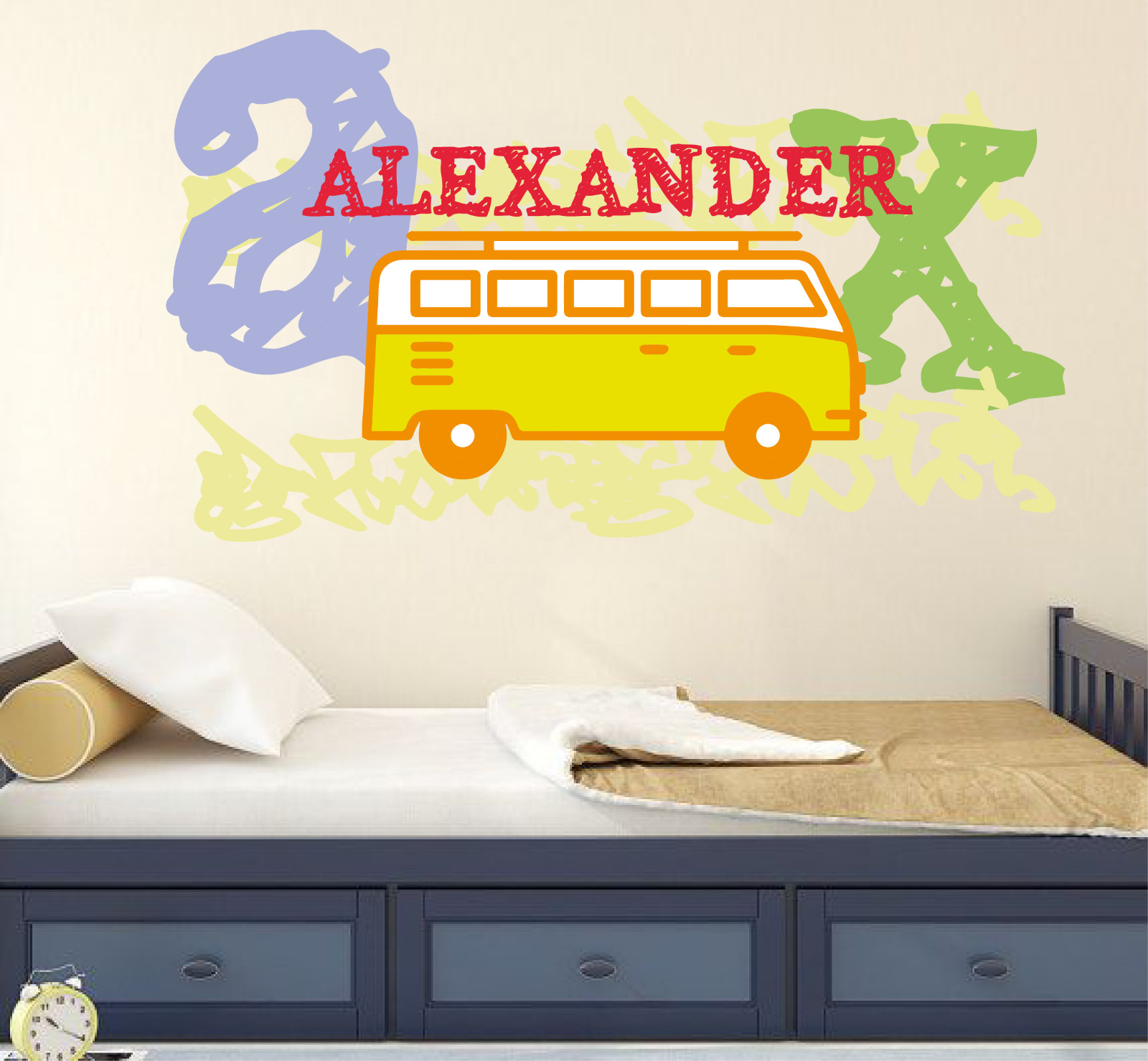 Camper Vans Custom Name Wall Decal Vinyl Sticker Wall Art Room Decor