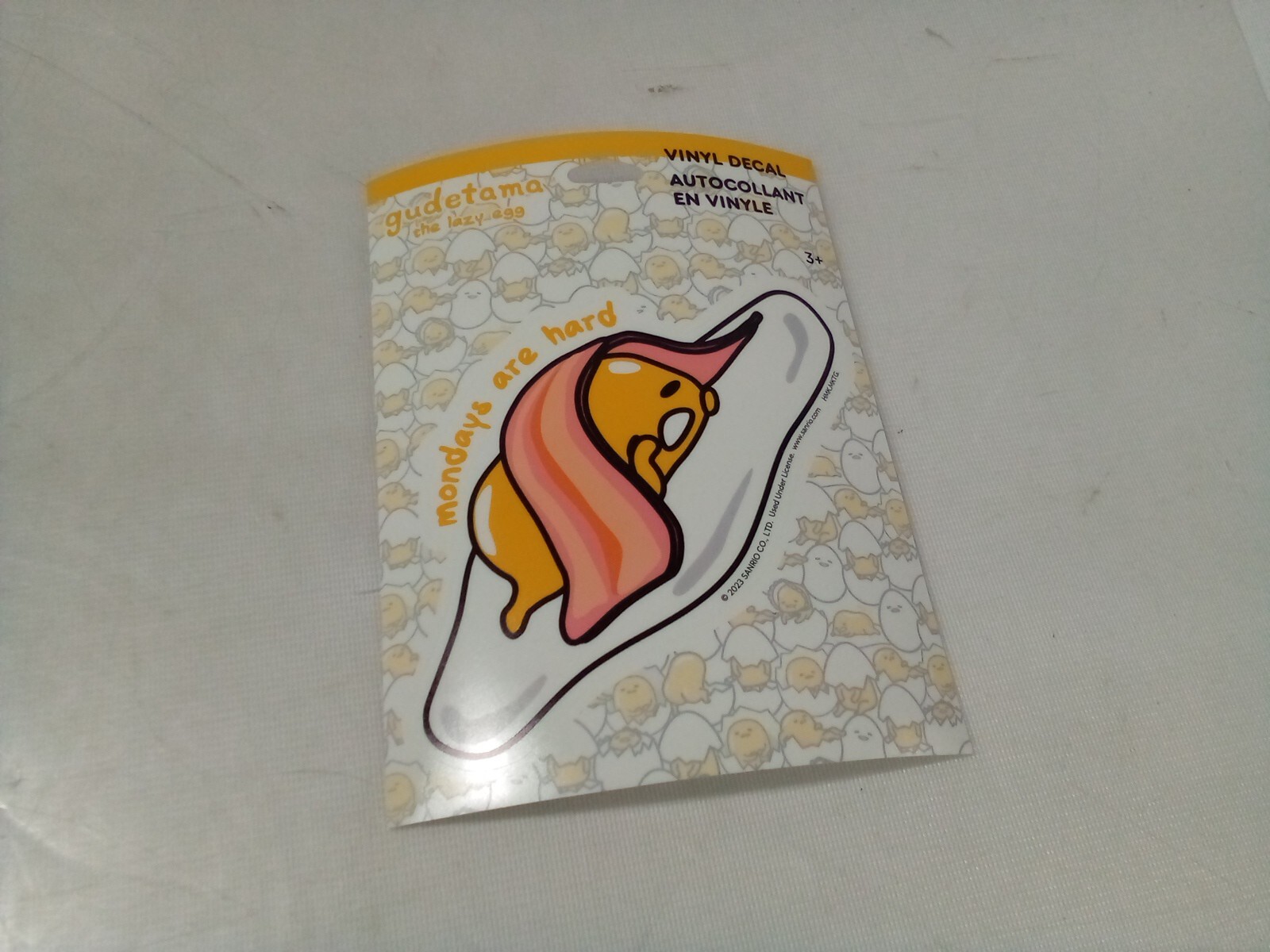 Lot of 3 Hallmark Vinyl Decal, Gudetama the Lazy Egg – Mondays are Hard