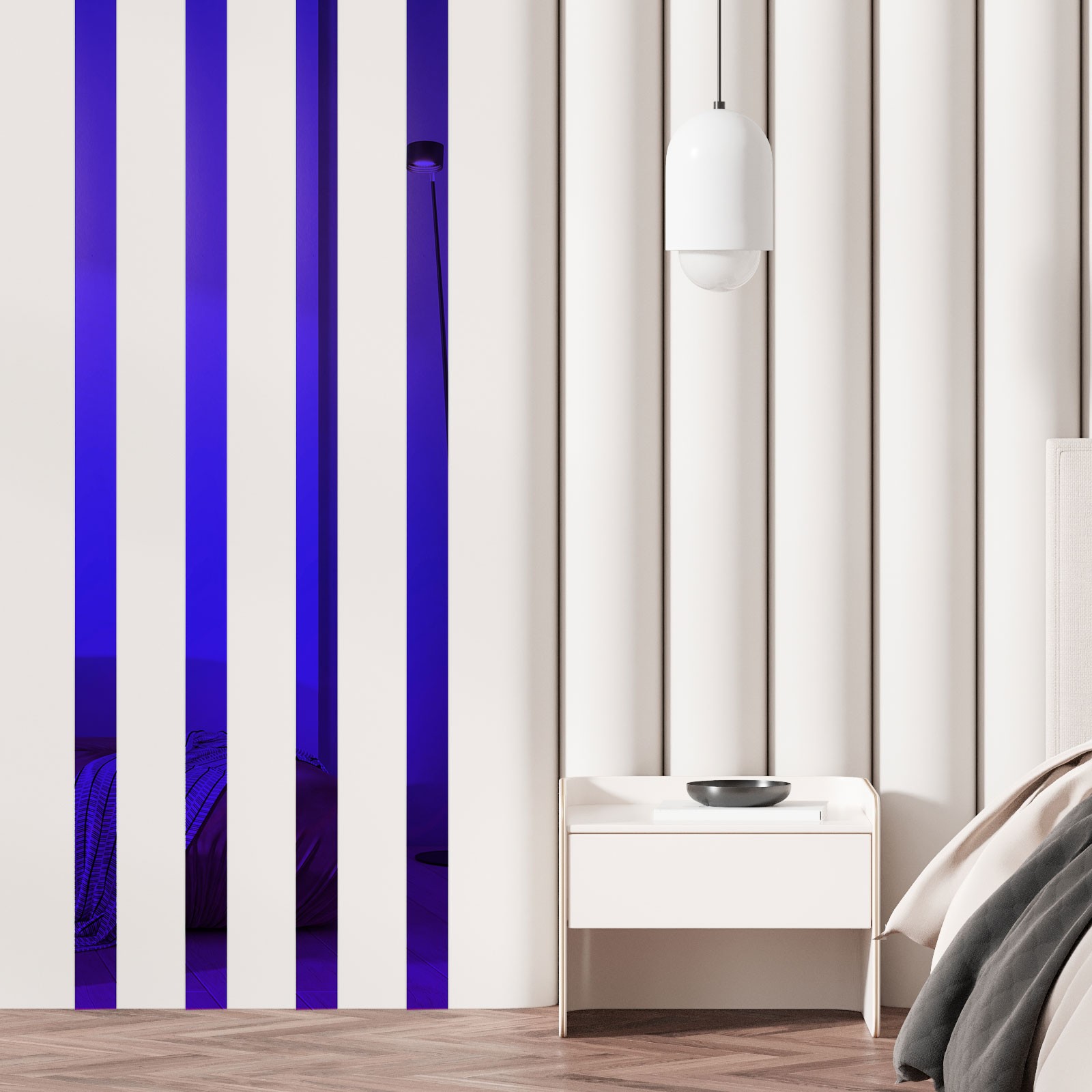 30 Pcs Striped Mirror Stickers, 1.18» x 11.8» Mirror Wall Stickers, Blue