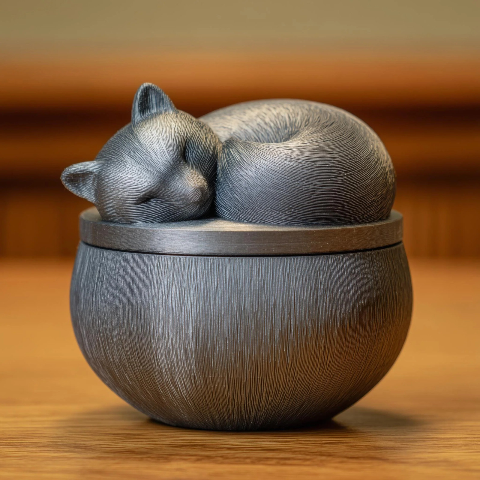 Sleeping Woodland Animal Memorial Urn with Lid | 3D Printed Pet Ashes Keepsake