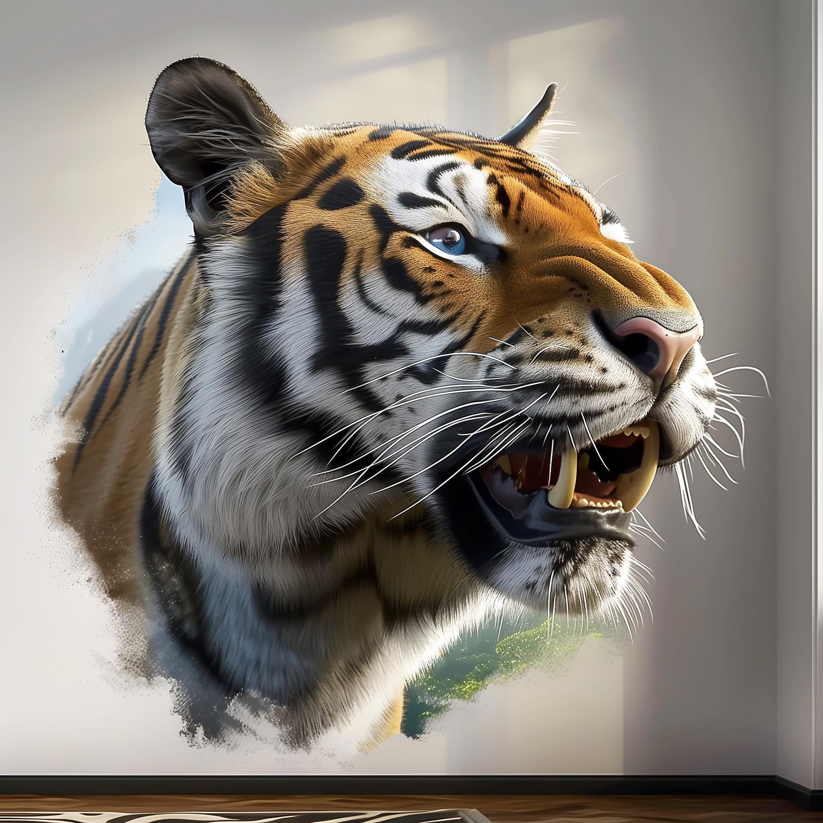 Photorealistic Tiger Wall Decal Sticker | Fierce Jungle Cat Art