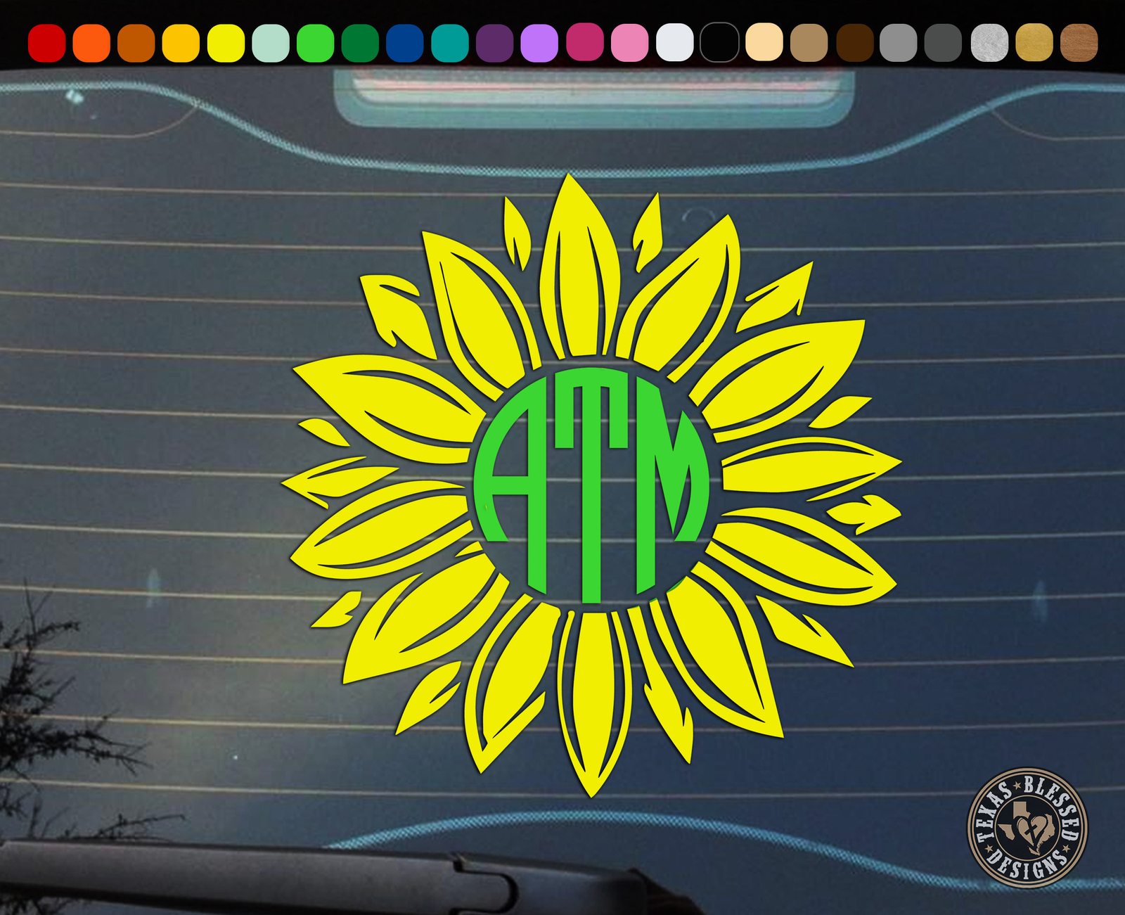 Sunflower Personalized Monogram Vinyl Decal