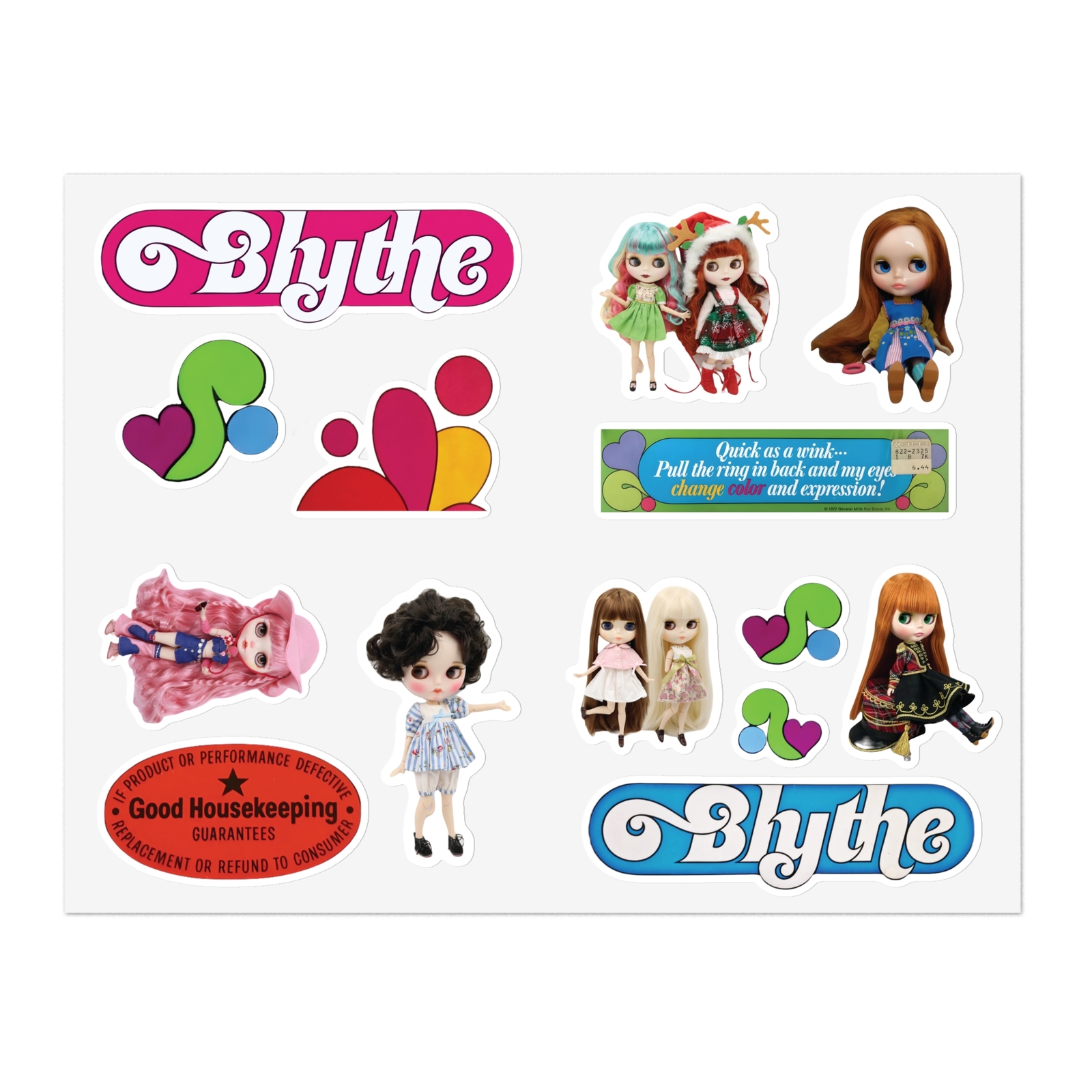 Blythe Doll 5-PCS Sticker Sheets Vintage Style Design Vinyl Collectors Decals