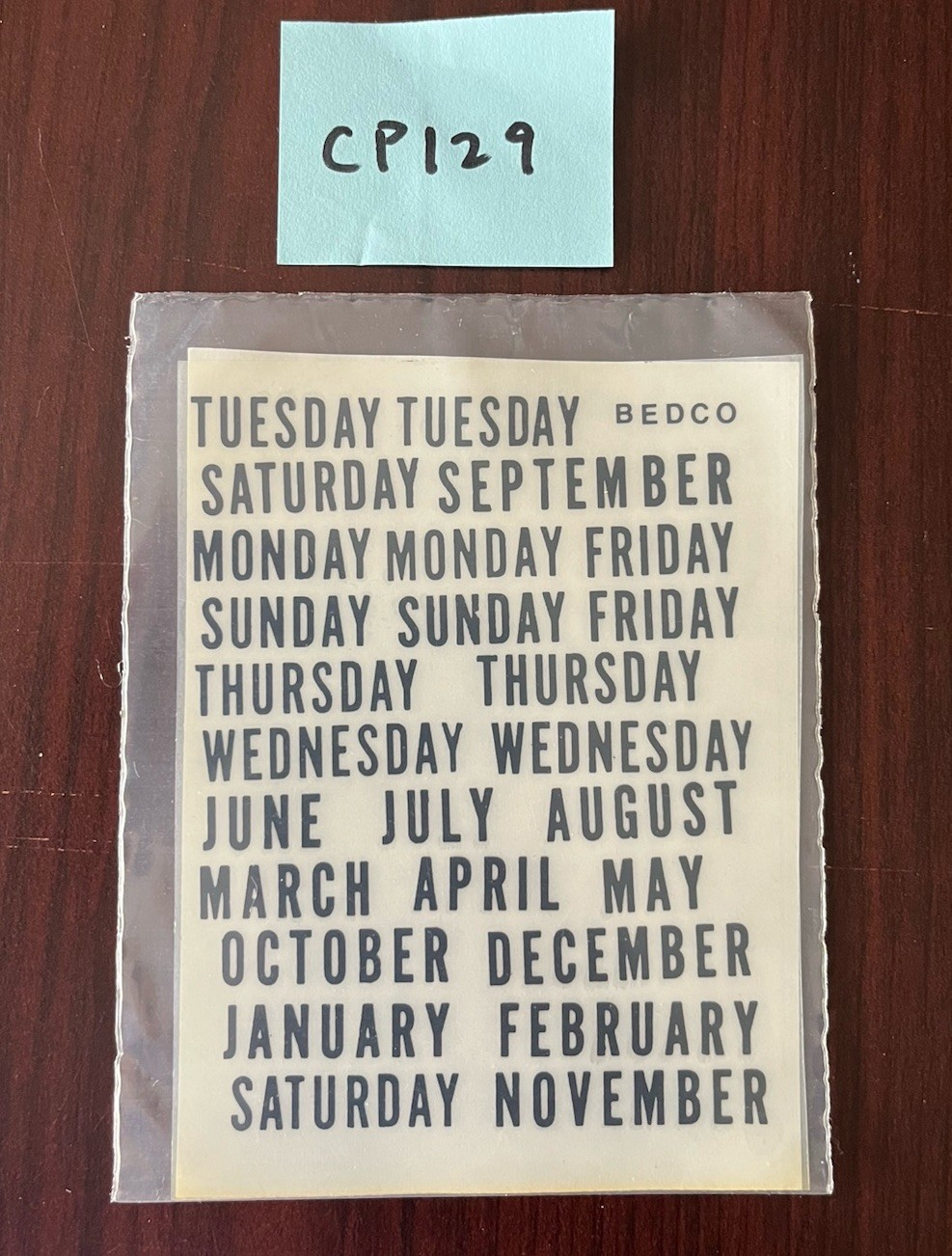 BEDCO DAY MONTH TRANSFER BLACK DECAL for Antique Clock Restoration CP129 NOS