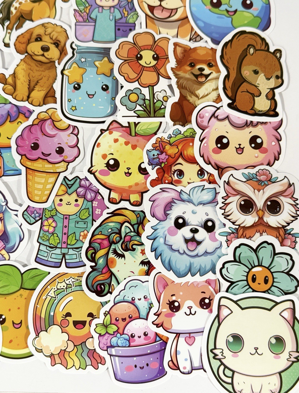 100PCS Cute Waterproof Vinyl Stickers, Kawaii Cartoon Stickers for Kids, Animals