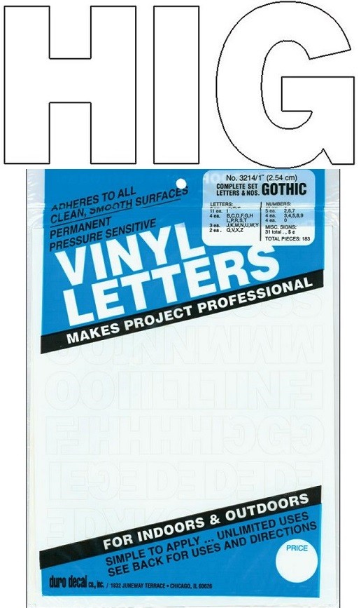Permanent Adhesive Vinyl Letters & Numbers 1″ GOTHIC WHITE «»SHIPS TODAY»»